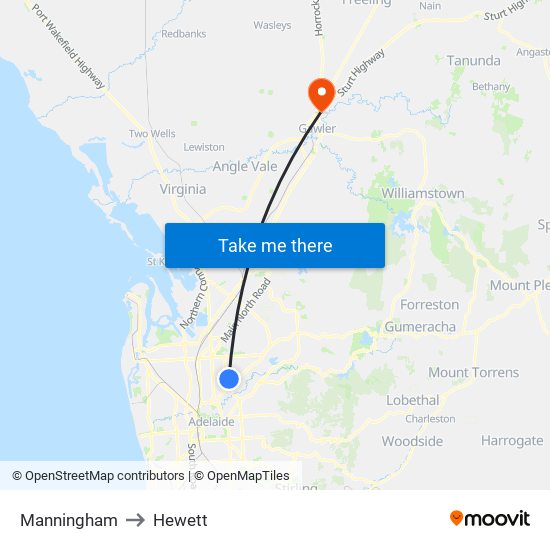 Manningham to Hewett map