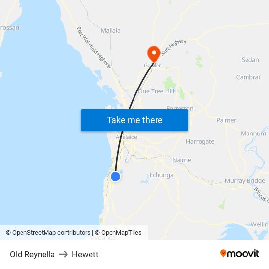 Old Reynella to Hewett map