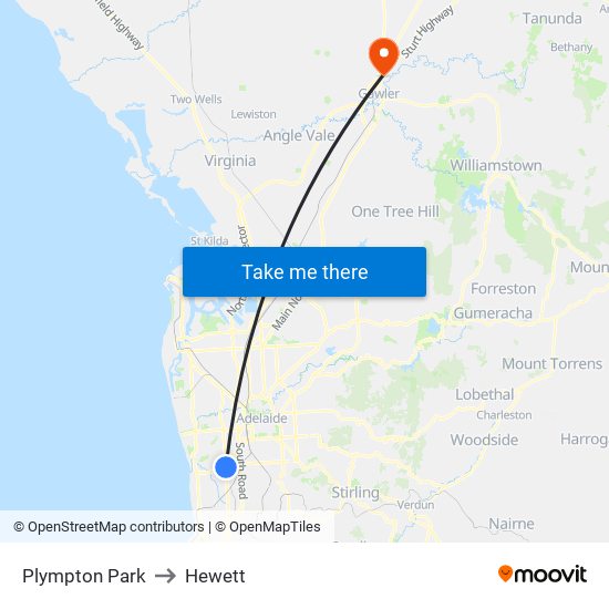 Plympton Park to Hewett map