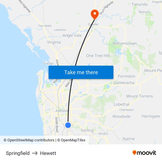Springfield to Hewett map