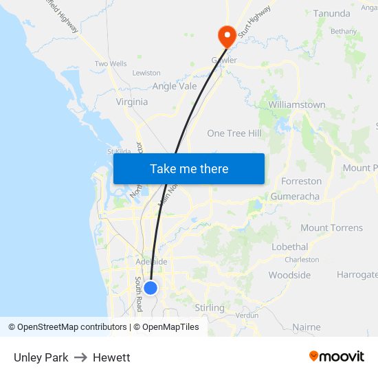 Unley Park to Hewett map