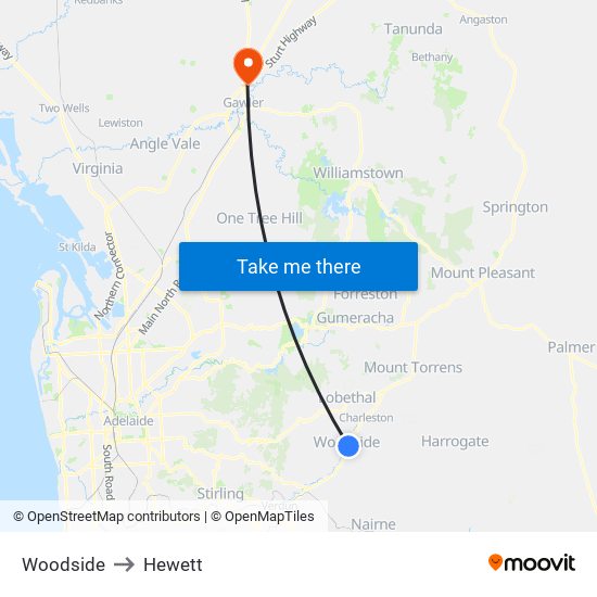 Woodside to Hewett map