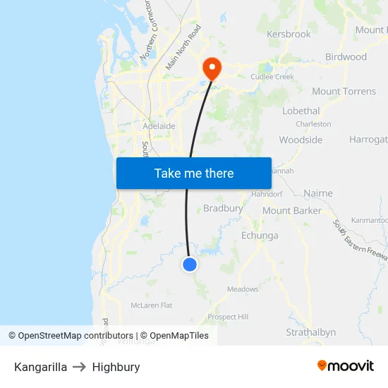 Kangarilla to Highbury map