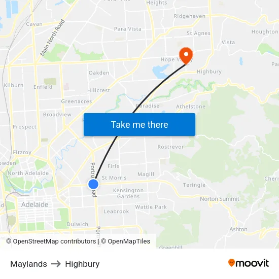 Maylands to Highbury map