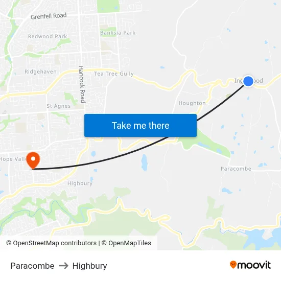 Paracombe to Highbury map