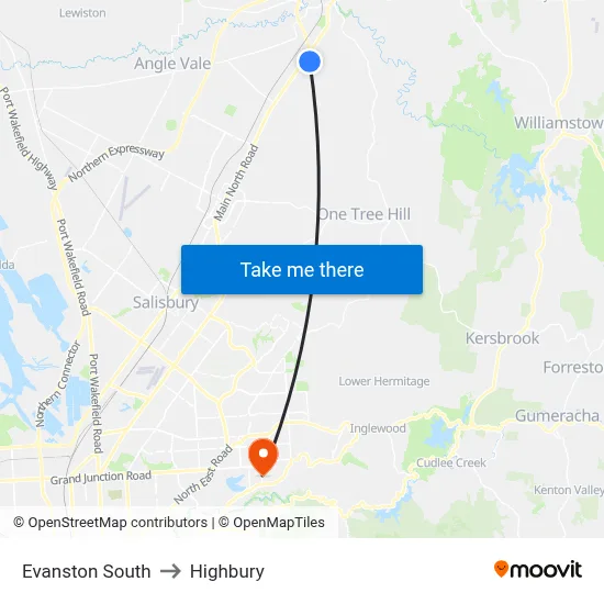 Evanston South to Highbury map