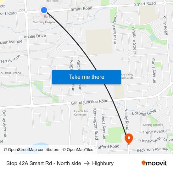 Stop 42A Smart Rd - North side to Highbury map