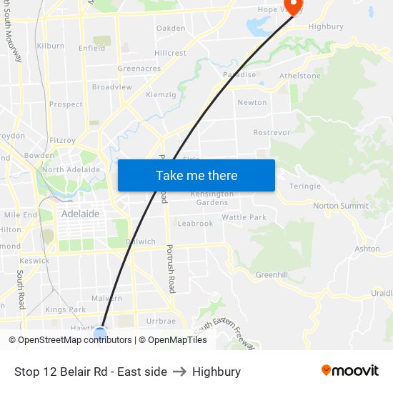 Stop 12 Belair Rd - East side to Highbury map