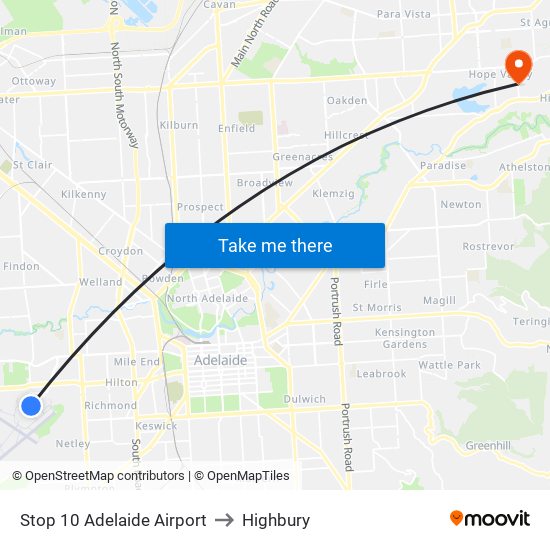 Stop 10 Adelaide Airport to Highbury map