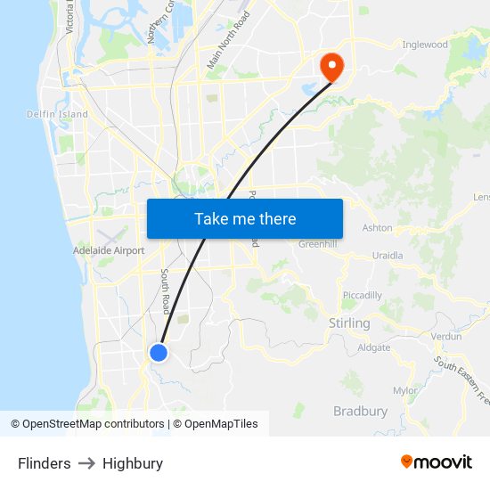 Flinders to Highbury map