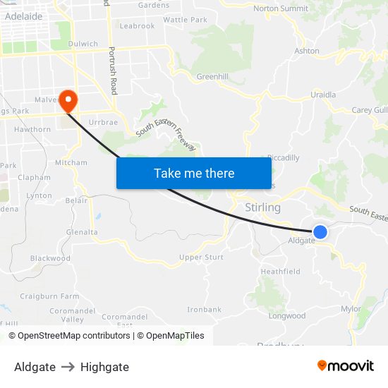 Aldgate to Highgate map