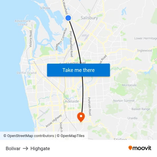 Bolivar to Highgate map