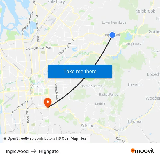 Inglewood to Highgate map