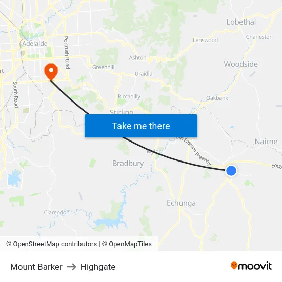 Mount Barker to Highgate map