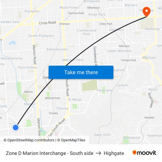 Zone D Marion Interchange - South side to Highgate map