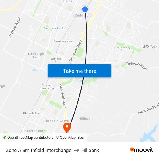 Zone A Smithfield Interchange to Hillbank map