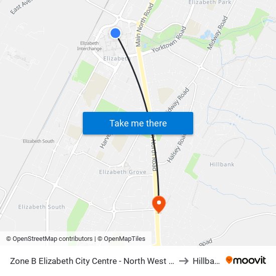 Zone B Elizabeth City Centre - North West side to Hillbank map