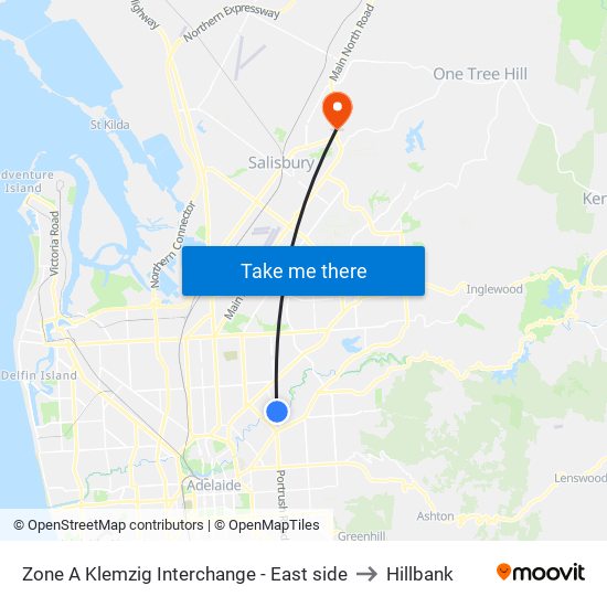 Zone A Klemzig Interchange - East side to Hillbank map