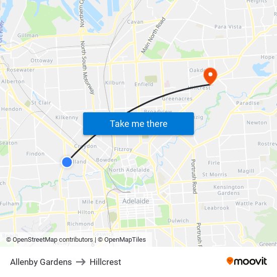 Allenby Gardens to Hillcrest map