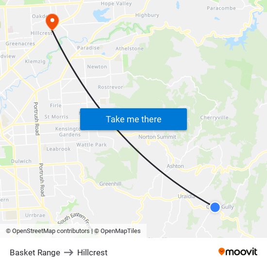 Basket Range to Hillcrest map