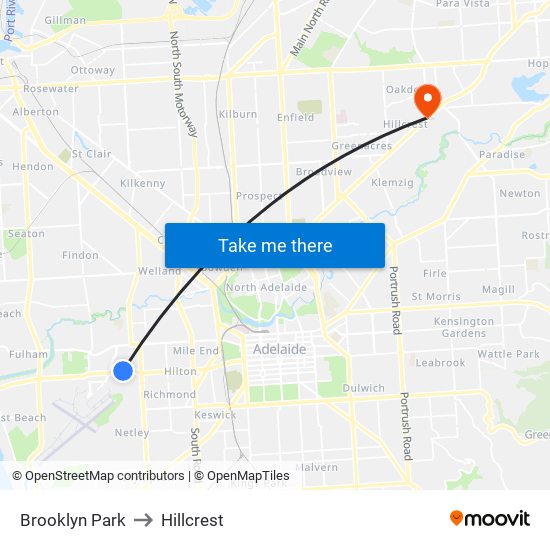 Brooklyn Park to Hillcrest map