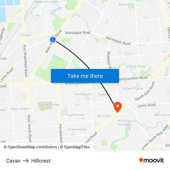 Cavan to Hillcrest map