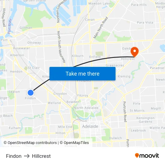 Findon to Hillcrest map