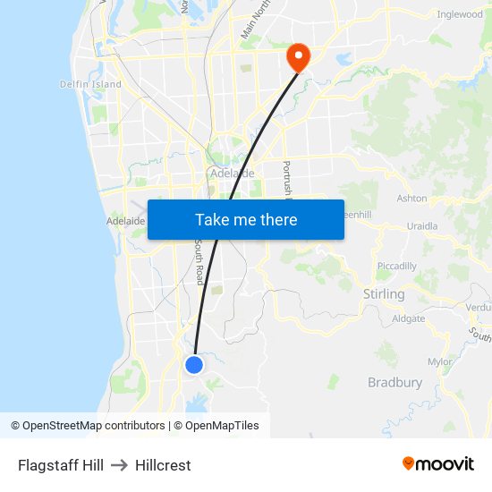 Flagstaff Hill to Hillcrest map