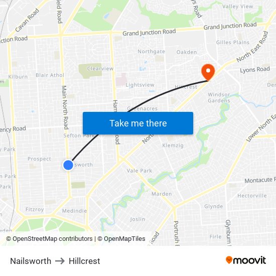 Nailsworth to Hillcrest map