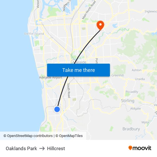 Oaklands Park to Hillcrest map