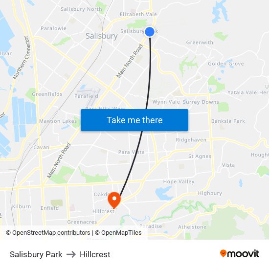 Salisbury Park to Hillcrest map