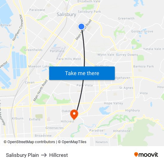 Salisbury Plain to Hillcrest map