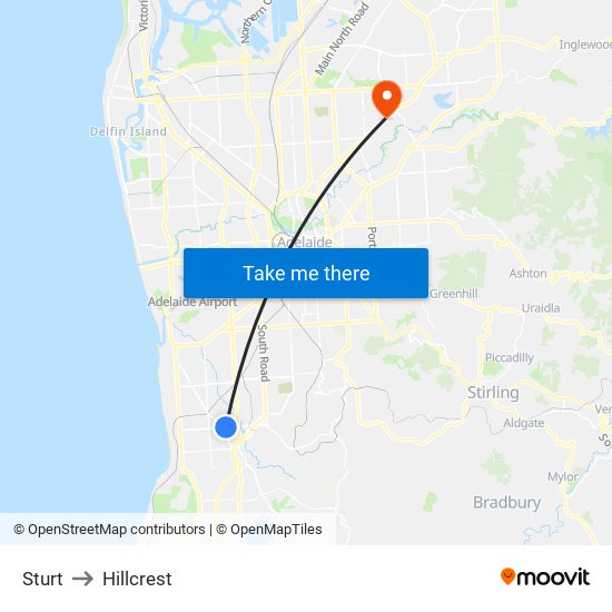 Sturt to Hillcrest map