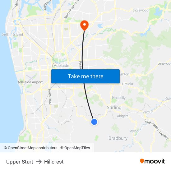 Upper Sturt to Hillcrest map