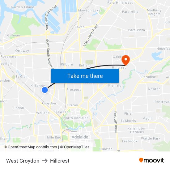 West Croydon to Hillcrest map