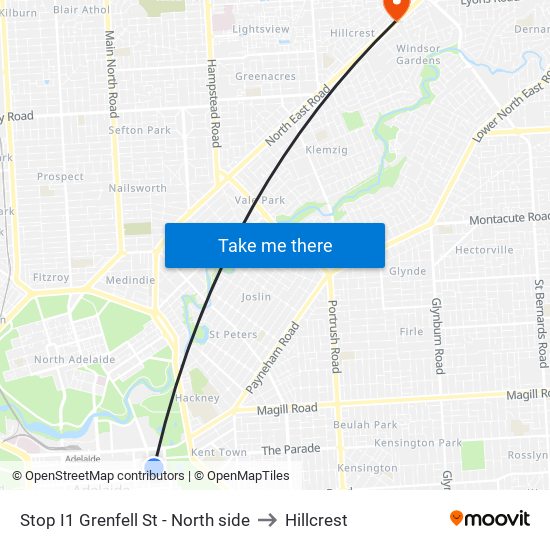 Stop I1 Grenfell St - North side to Hillcrest map