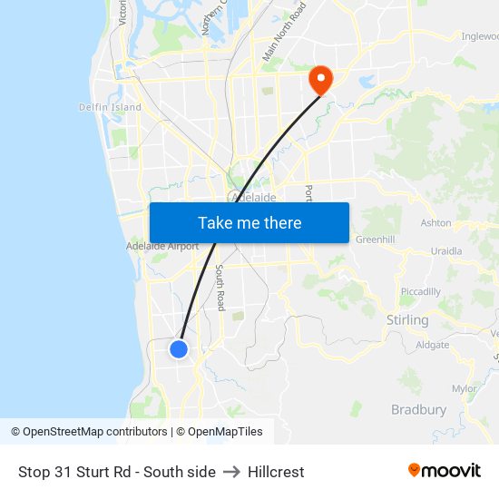 Stop 31 Sturt Rd - South side to Hillcrest map