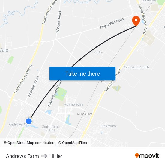 Andrews Farm to Hillier map