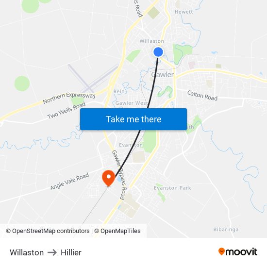 Willaston to Hillier map