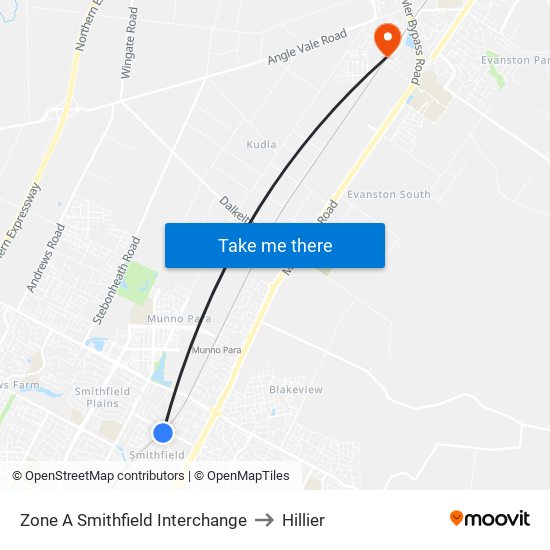 Zone A Smithfield Interchange to Hillier map