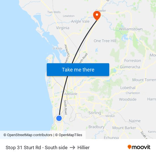 Stop 31 Sturt Rd - South side to Hillier map