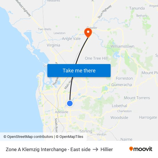 Zone A Klemzig Interchange - East side to Hillier map