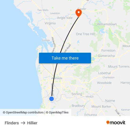 Flinders to Hillier map