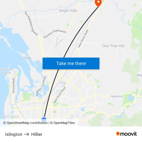 Islington to Hillier map