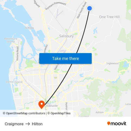 Craigmore to Hilton map