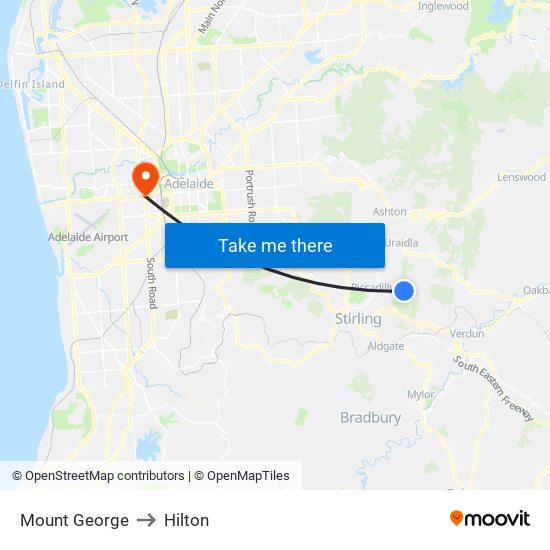 Mount George to Hilton map