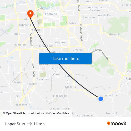 Upper Sturt to Hilton map