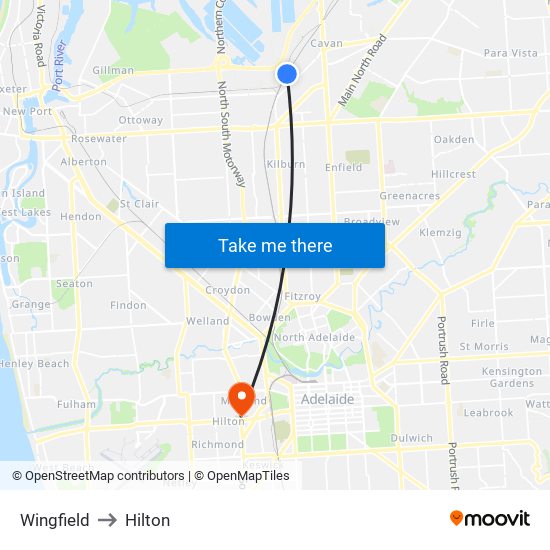 Wingfield to Hilton map