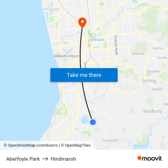 Aberfoyle Park to Hindmarsh map