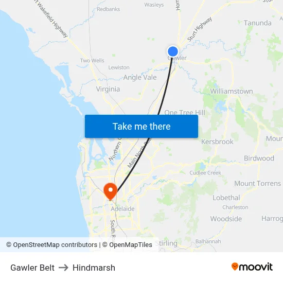 Gawler Belt to Hindmarsh map